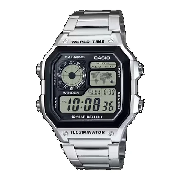 ساعت مچی دیجیتال کاسیو مدل AE-1200WHD با بند استیل و صفحه مشکی