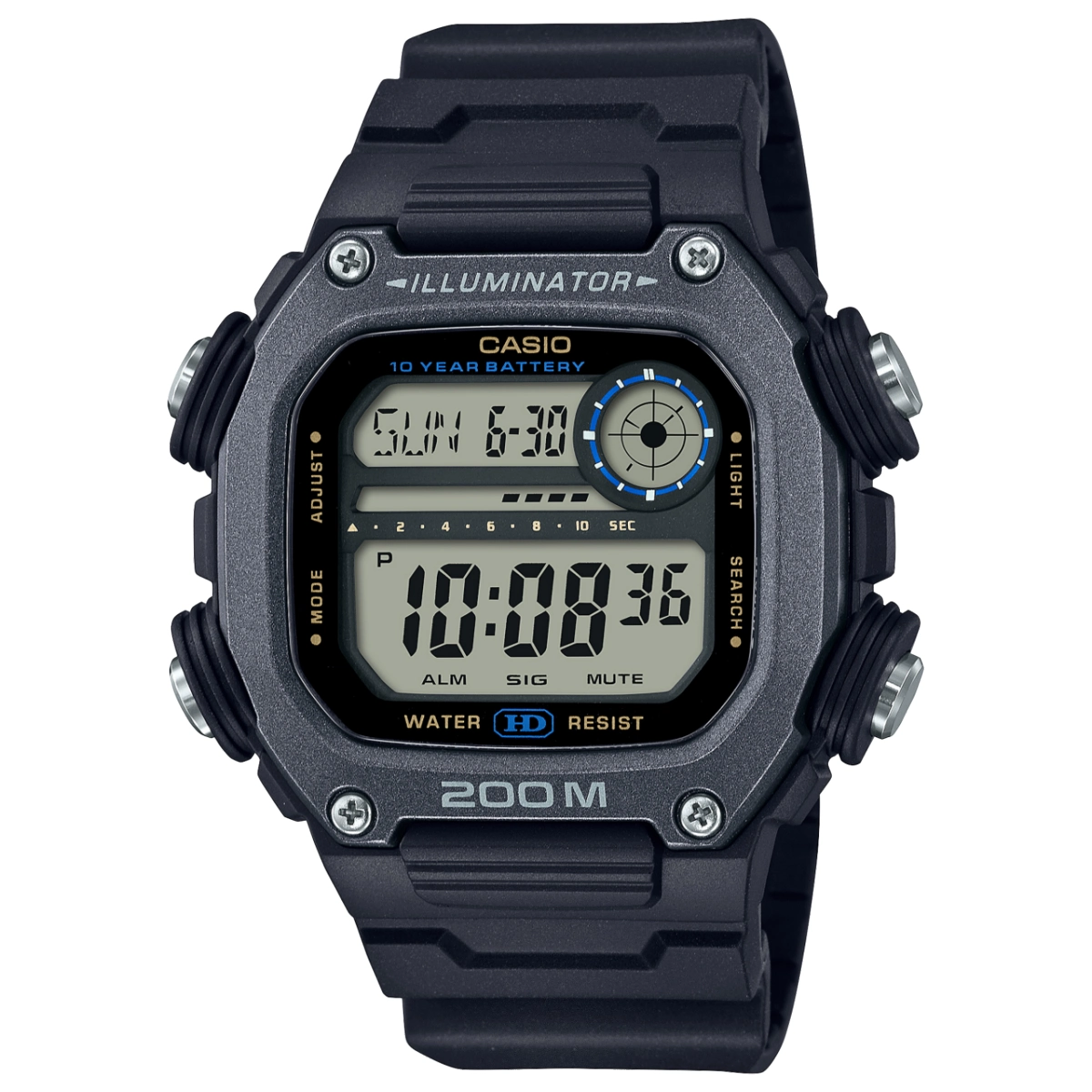 casio-dw-291hx-1av-front نمای روبهروی ساعت کاسیو DW-291HX-1A با زمینه سفید