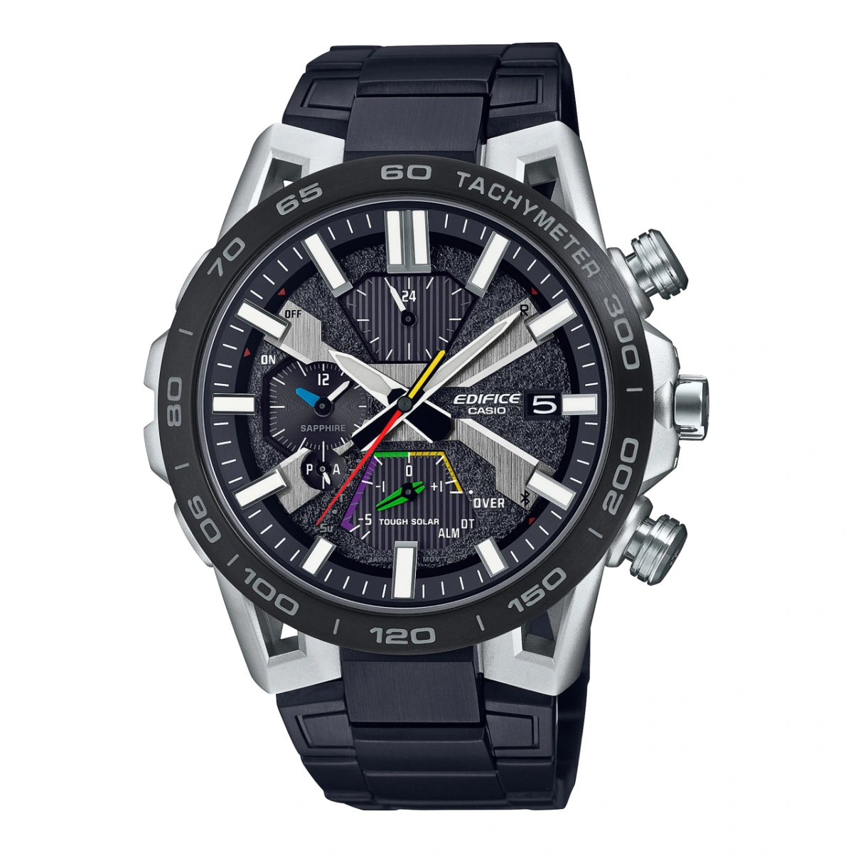 casio-eqb-2000dc-1a-front نمای روبهروی ساعت کاسیو ادیفایس EQB-2000DC-1A با صفحه و بند مشکی