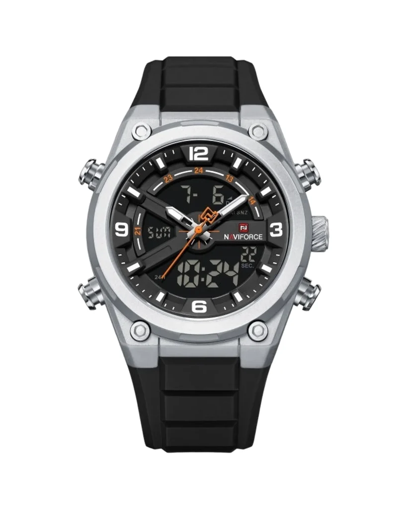 NAVIFORCE NF9265 نقره‌ای صفحه مشکی بند مشکی