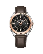 NAVIFORCE NF9269 نقره‌ای رزگلد صفحه مشکی بند قهوه‌ای تیره
