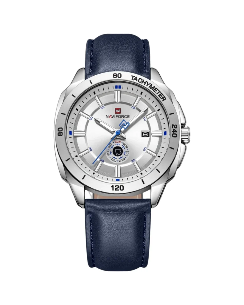 NAVIFORCE NF9269 نقره‌ای صفحه سفید بند آبی